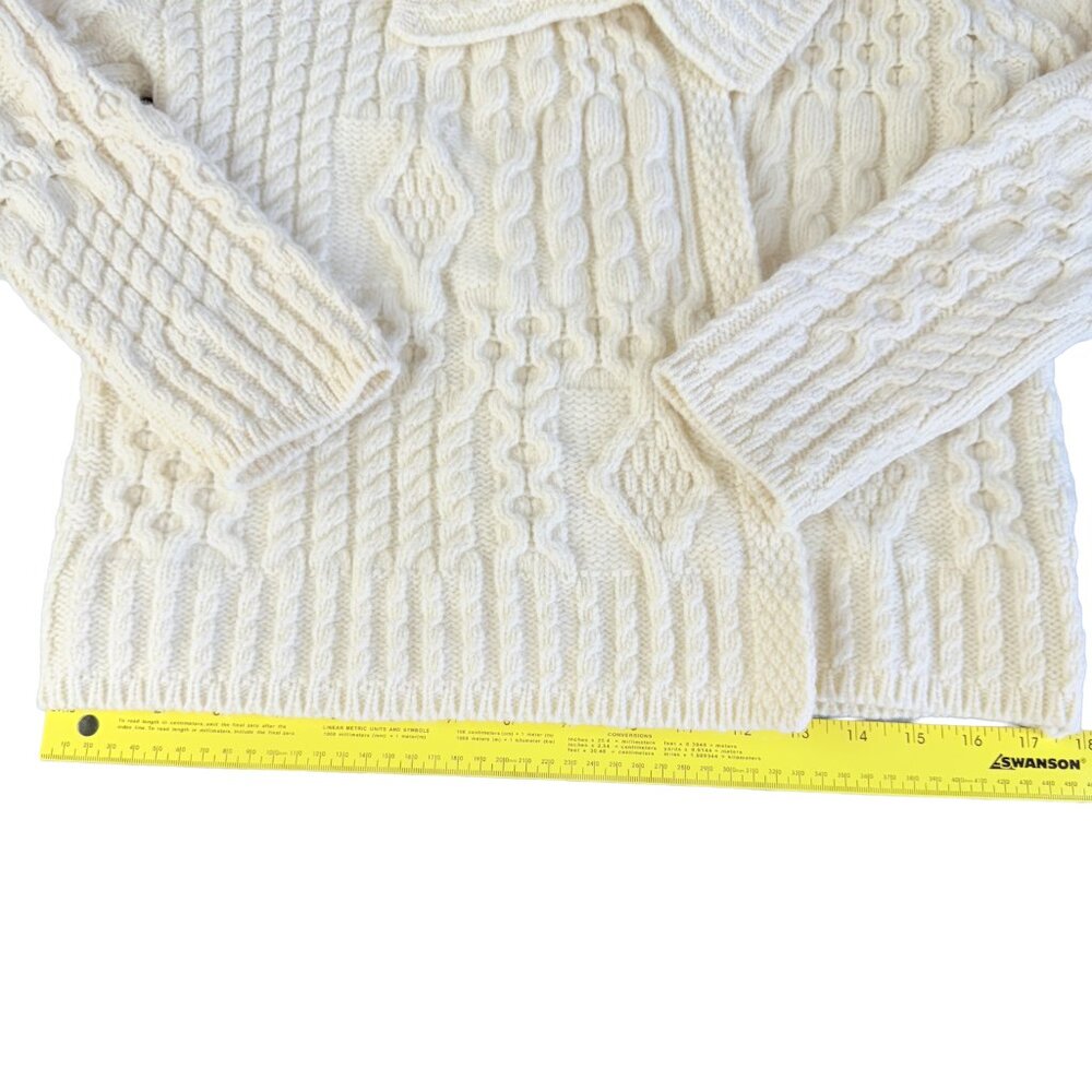 Aran Islands Knitwear 100% Wool Cable‑Knit Cardigan XS – Artisan Irish Sweater - Picture 11 of 11